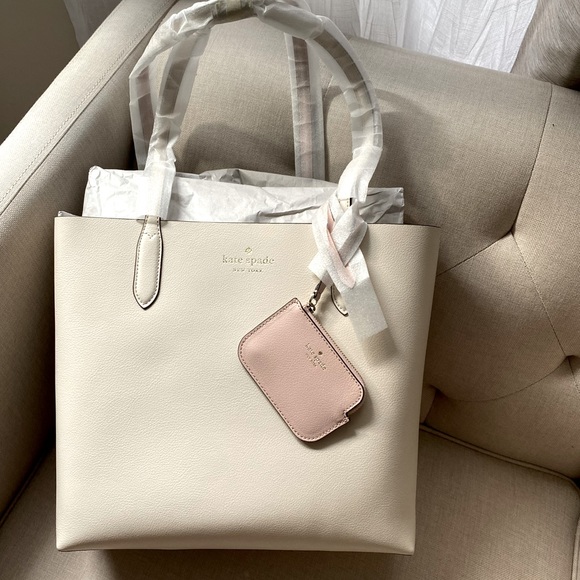 NEW Kate Spade Reversible Ava Tote - white / pink - Picture 2 of 4
